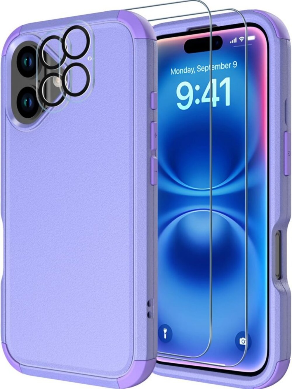 Heavy Duty Shockproof iPhone 16 Case with Tempered Glass & Camera Protectors